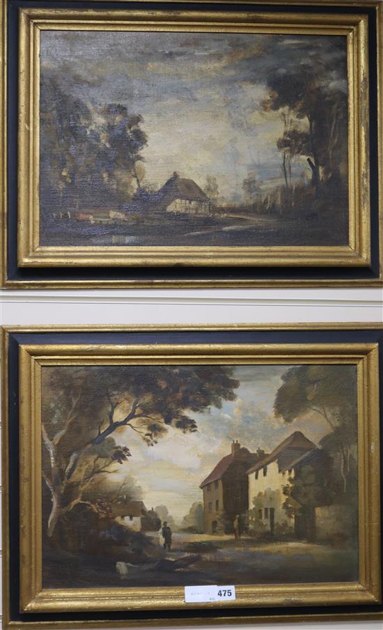 Philip Hugh Padwick, pair of oil on boards, landscapes, 35 x 50cm.